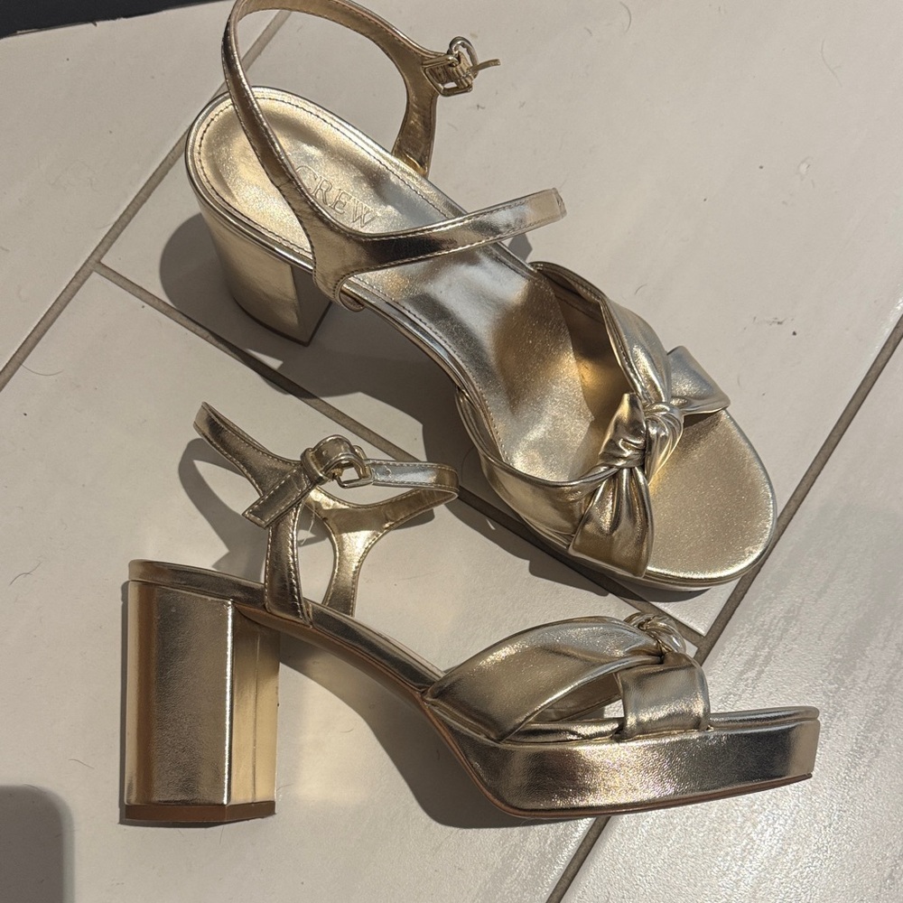Platform bow Gold Women's Heeled Sandals from JCrew